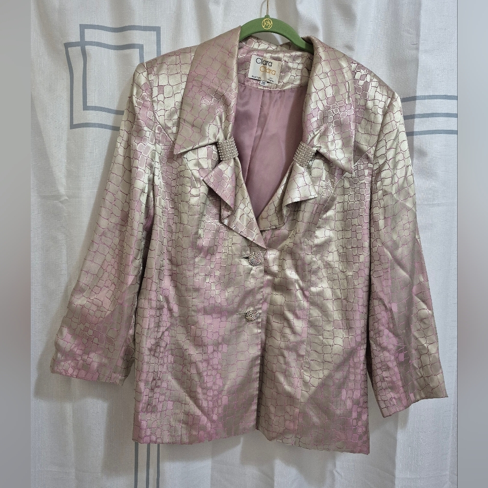 Vintage Clara Clara Iridescent Green & Purple Blazer With Rhinestone Accents